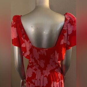 Rachel Zoe Red Floral Maxi Dress with pockets